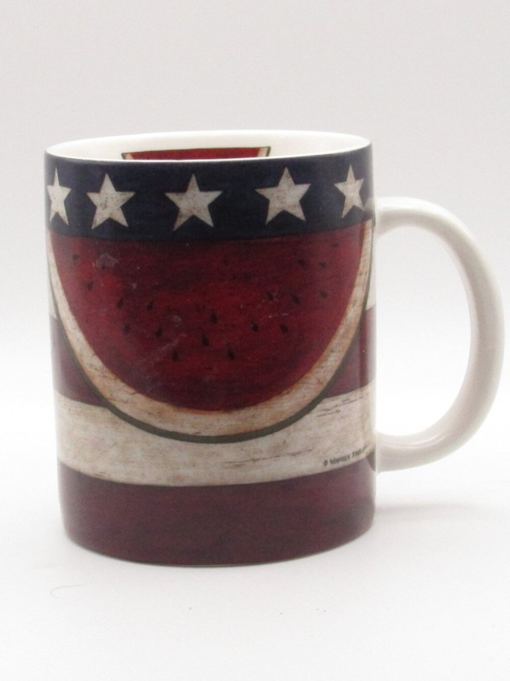 Warren Kimble Amcal 3 Cheers Patriotic Mug For the Gift of Art Red White Blue